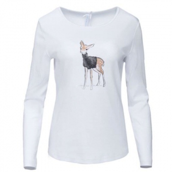 Louis & Louisa, T-Shirt, Bambi Druck, weiß, Langarm